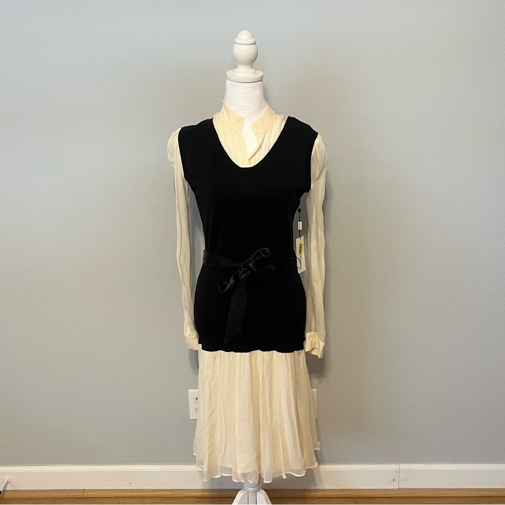 Elegant Black and Cream Dress